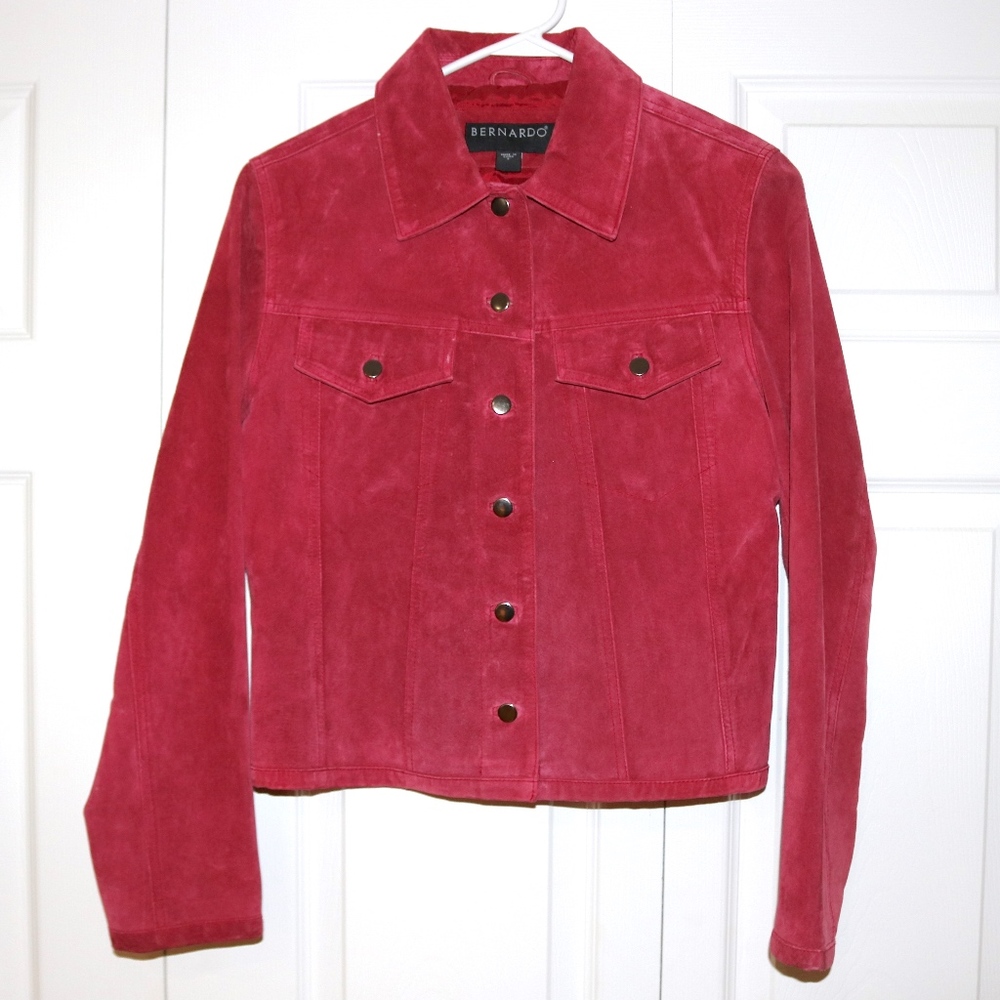 Bernardo dark pink leather jacket